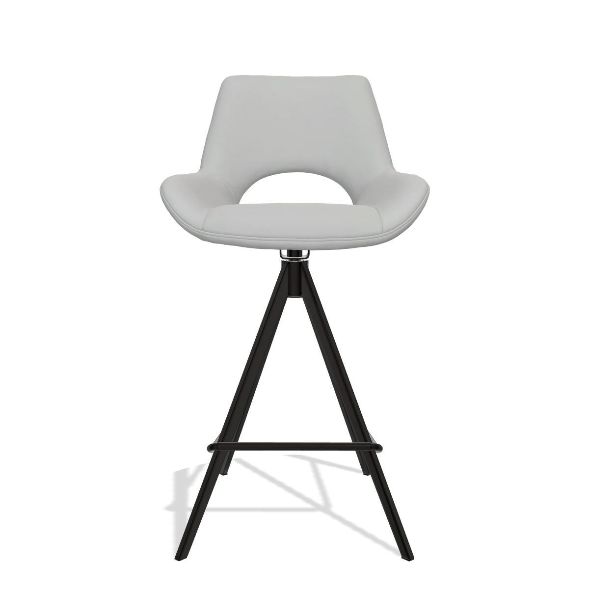 Barhocker Messina 6555 in Leder B904 (Hellgrau), Beine in Schwarz, Vorderansicht
