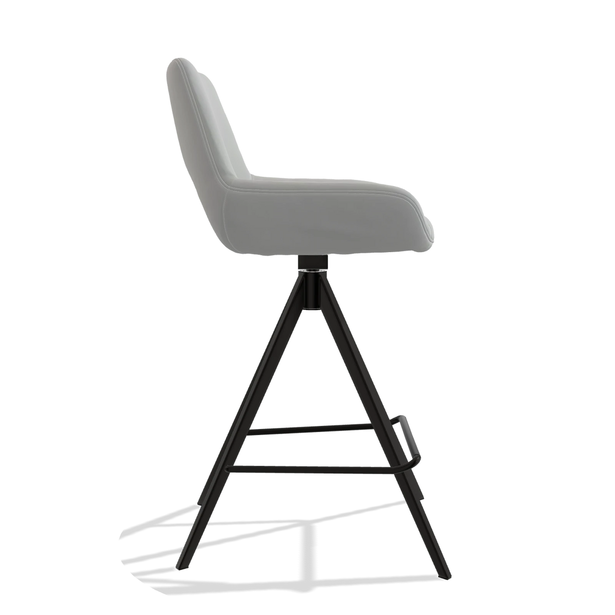 Barhocker Messina 6555 in Leder B904 (Hellgrau), Beine in Schwarz, Seitenansicht