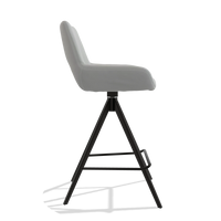 Barhocker Messina 6555 in Leder B904 (Hellgrau), Beine in Schwarz, Seitenansicht