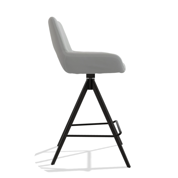 Barhocker Messina 6555 in Leder B904 (Hellgrau), Beine in Schwarz, Seitenansicht