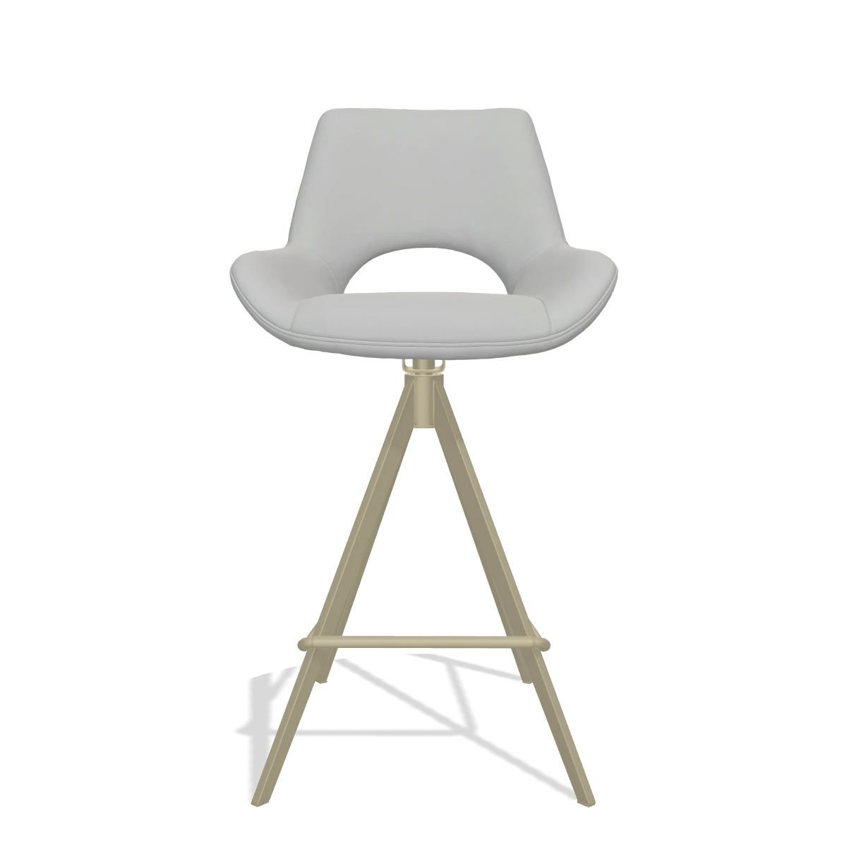 Barhocker Messina 6555 in Leder B904 (Hellgrau), Beine in Champagner, Vorderansicht