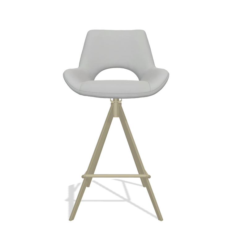 Barhocker Messina 6555 in Leder B904 (Hellgrau), Beine in Champagner, Vorderansicht