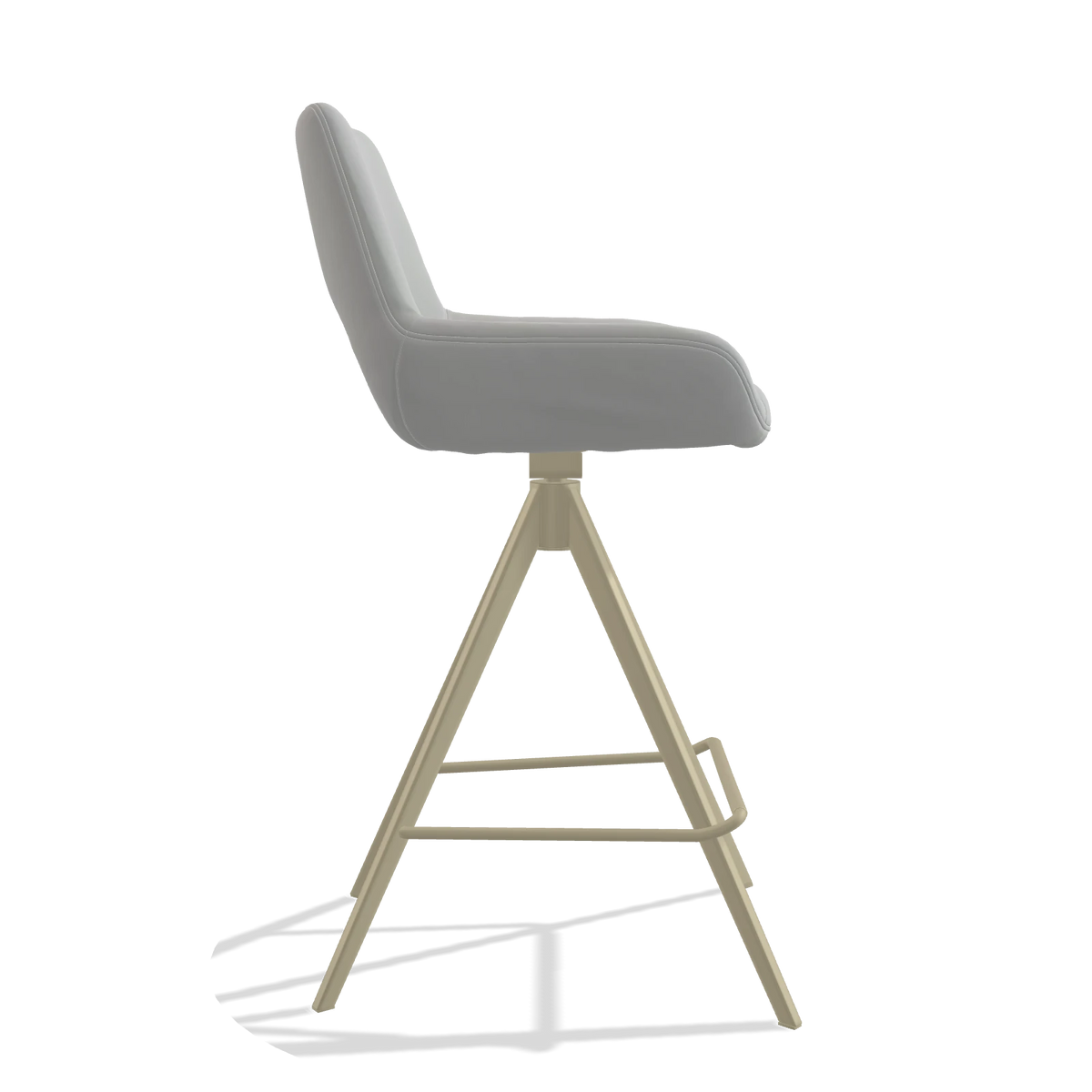 Barhocker Messina 6555 in Leder B904 (Hellgrau), Beine in Champagner, Seitenansicht
