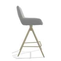 Barhocker Messina 6555 in Leder B904 (Hellgrau), Beine in Champagner, Seitenansicht