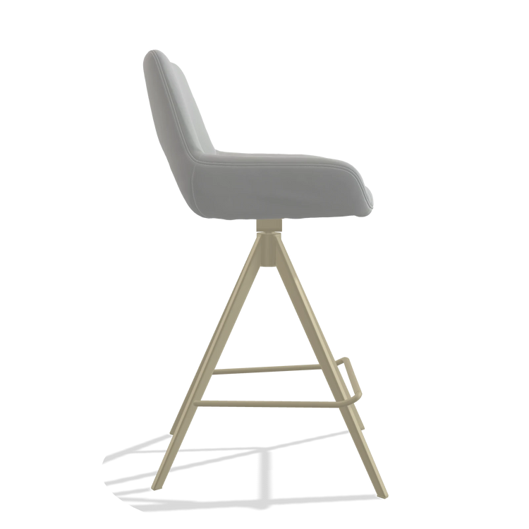 Barhocker Messina 6555 in Leder B904 (Hellgrau), Beine in Champagner, Seitenansicht
