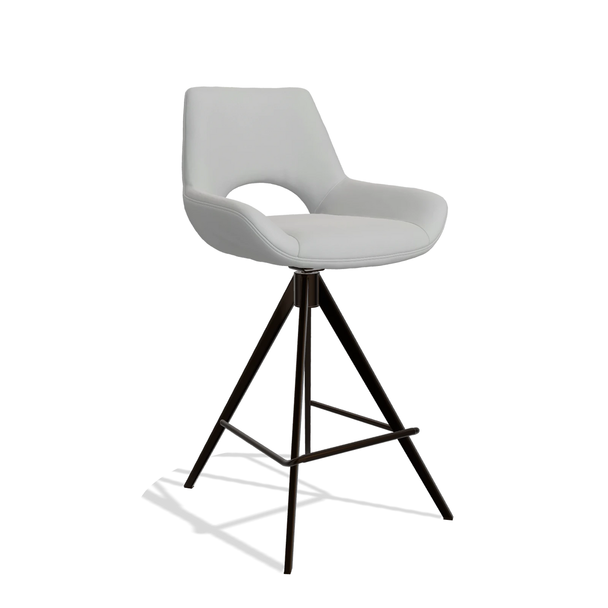 Barhocker Messina 6555 in Leder B904 (Hellgrau), Beine in Espresso, Schrägansicht