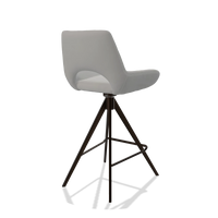 Barhocker Messina 6555 in Leder B904 (Hellgrau), Beine in Espresso, Schrägansicht von hinten