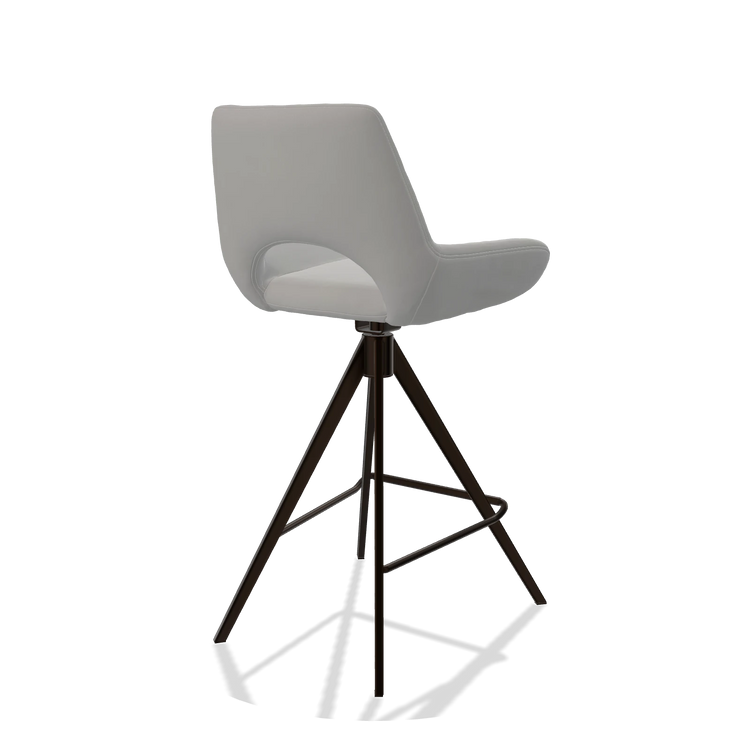 Barhocker Messina 6555 in Leder B904 (Hellgrau), Beine in Espresso, Schrägansicht von hinten
