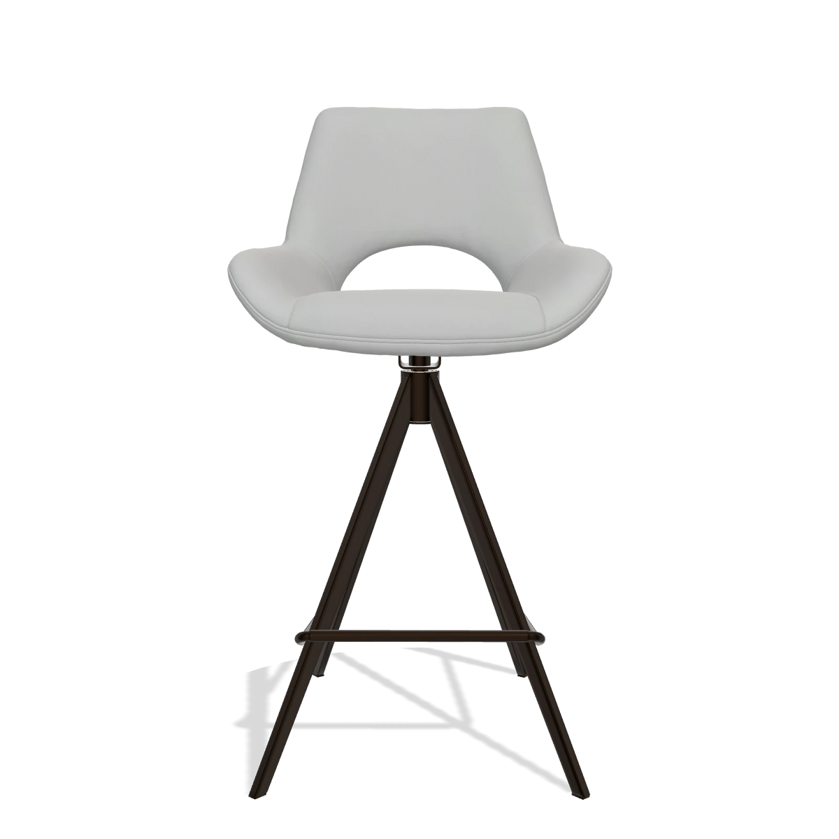 Barhocker Messina 6555 in Leder B904 (Hellgrau), Beine in Espresso, Vorderansicht