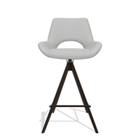Barhocker Messina 6555 in Leder B904 (Hellgrau), Beine in Espresso, Vorderansicht