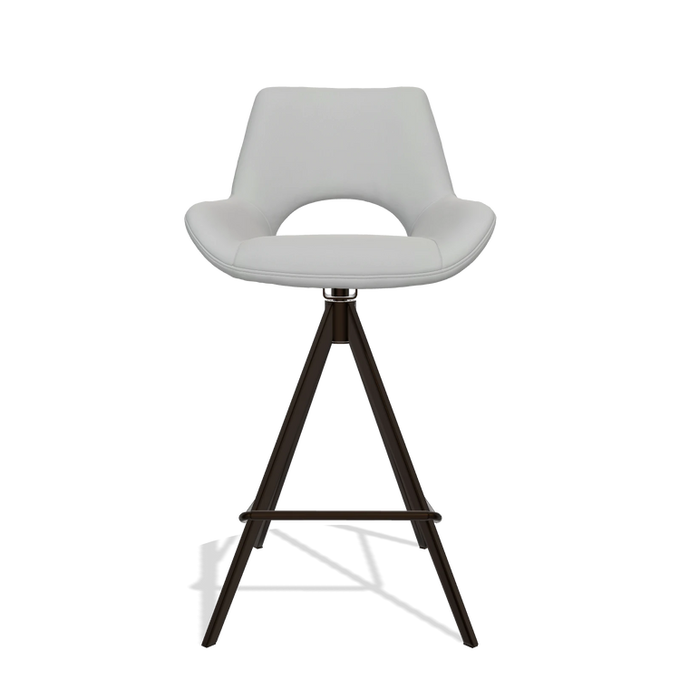 Barhocker Messina 6555 in Leder B904 (Hellgrau), Beine in Espresso, Vorderansicht