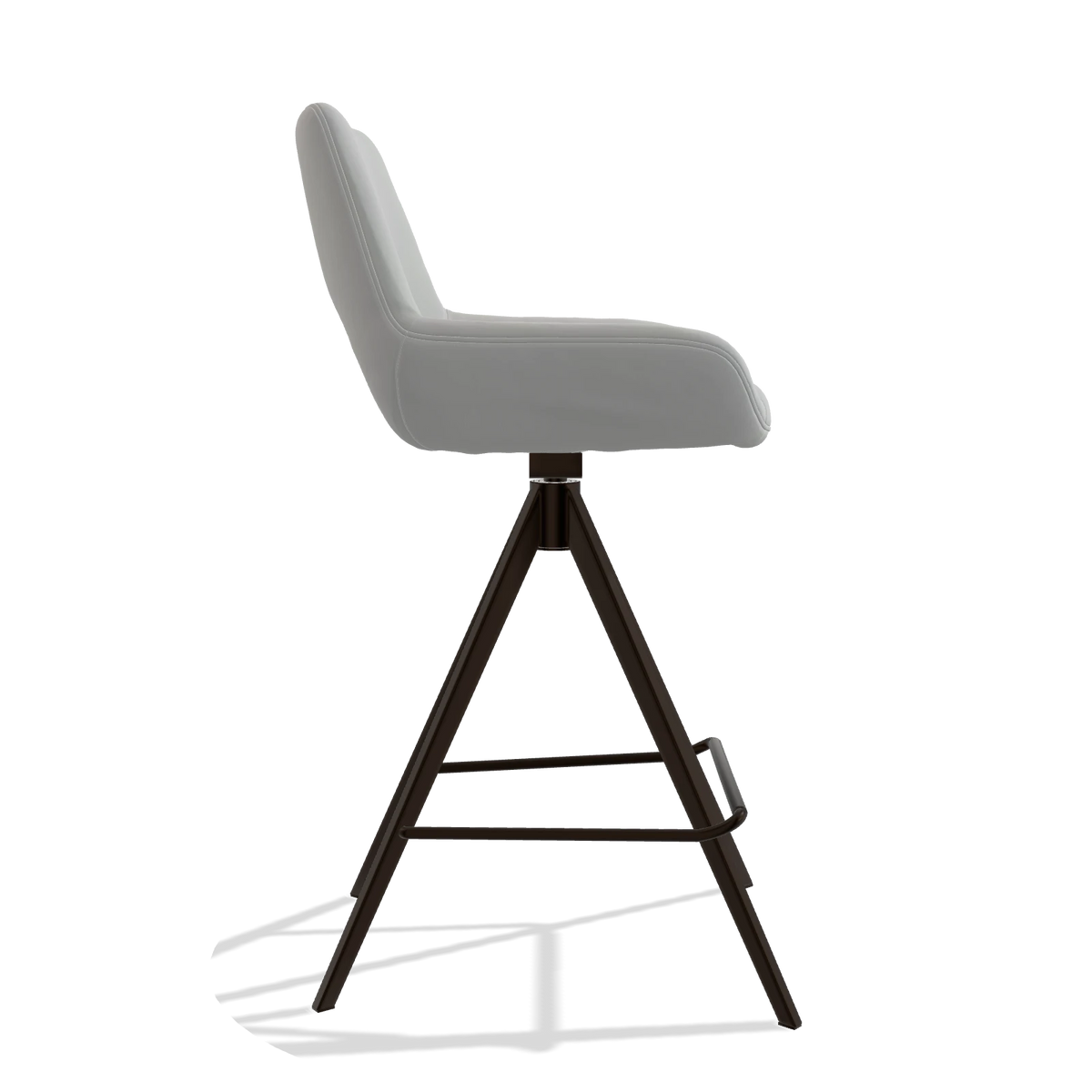 Barhocker Messina 6555 in Leder B904 (Hellgrau), Beine in Espresso, Seitenansicht