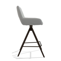 Barhocker Messina 6555 in Leder B904 (Hellgrau), Beine in Espresso, Seitenansicht