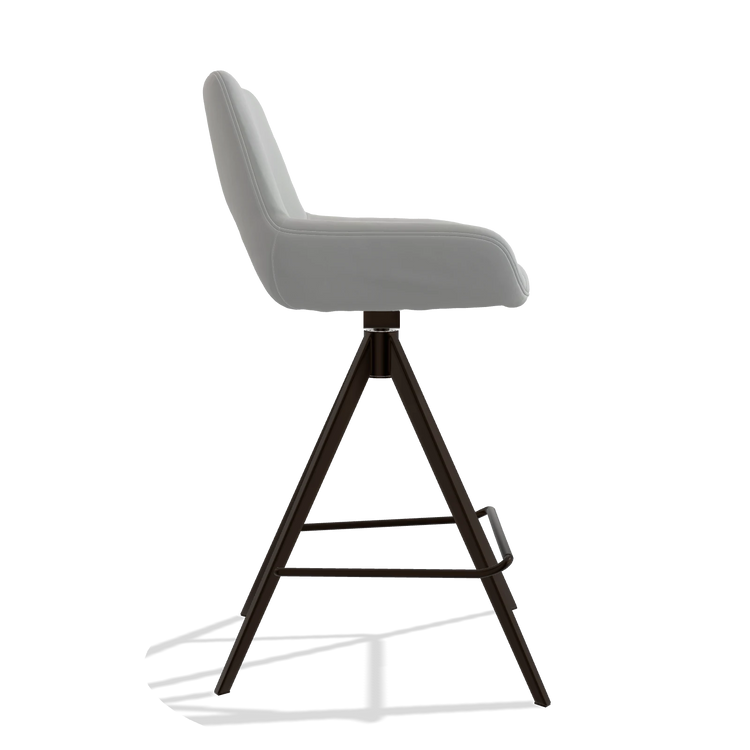 Barhocker Messina 6555 in Leder B904 (Hellgrau), Beine in Espresso, Seitenansicht