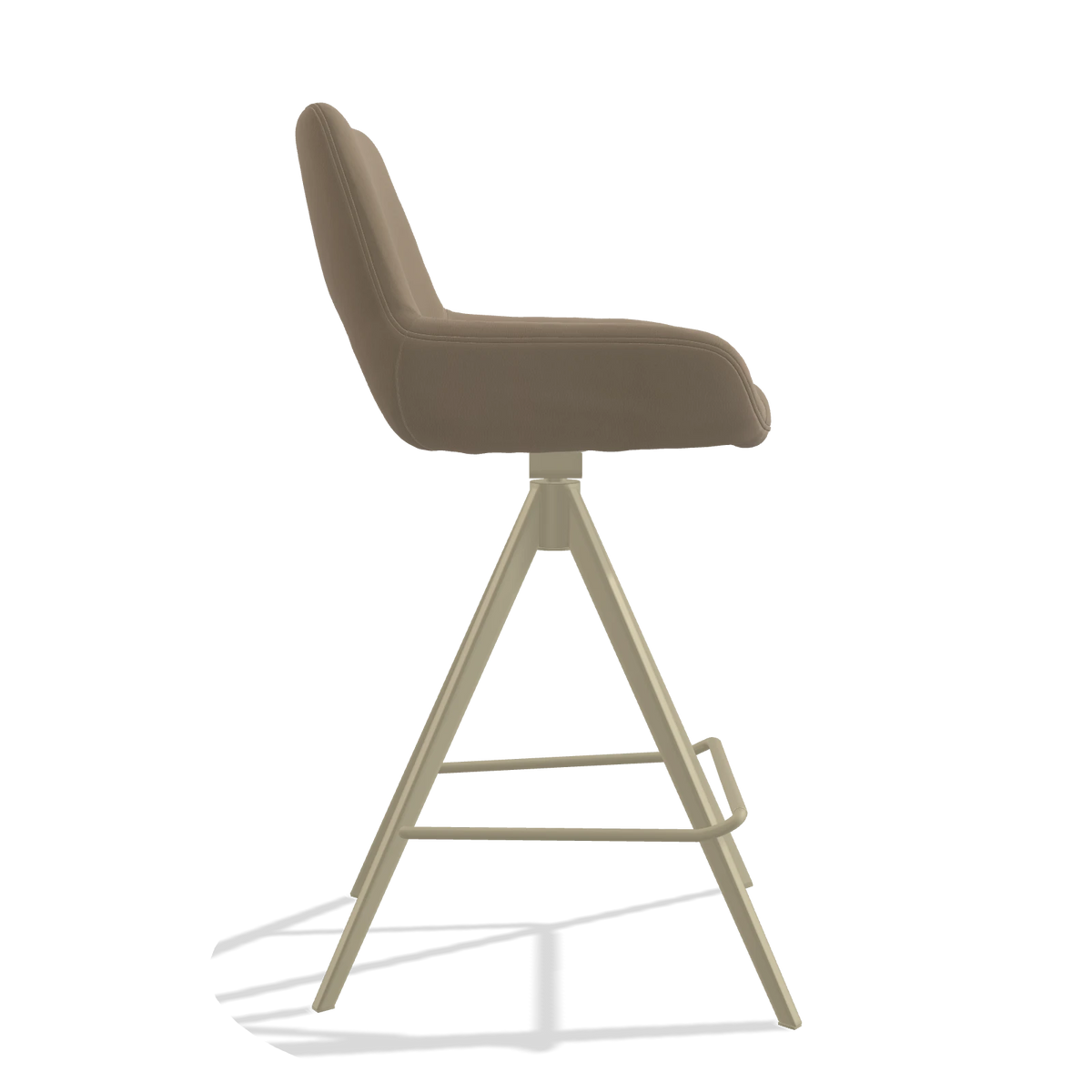 Bar Stool Messina 6555 in Leather B968 (taupe), champagne legs, side view