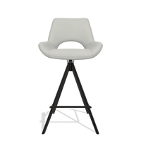 Sgabello da bar Messina 6555 in Pelle B970 (grigio chiaro), gambe in nero, vista frontale