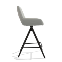 Sgabello da bar Messina 6555 in Pelle B970 (grigio chiaro), gambe in nero, vista laterale