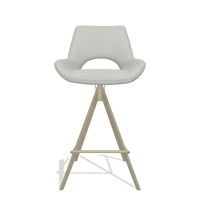 Sgabello da bar Messina 6555 in Pelle B970 (grigio chiaro), gambe in champagne, vista frontale