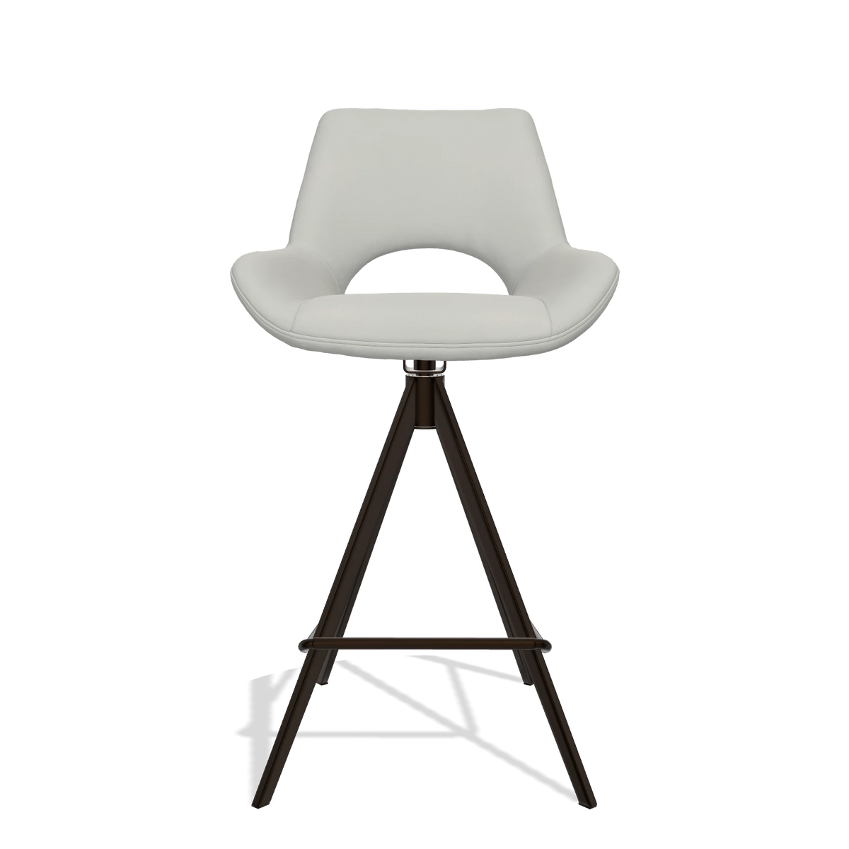 Sgabello da bar Messina 6555 in Pelle B970 (grigio chiaro), gambe in espresso, vista frontale