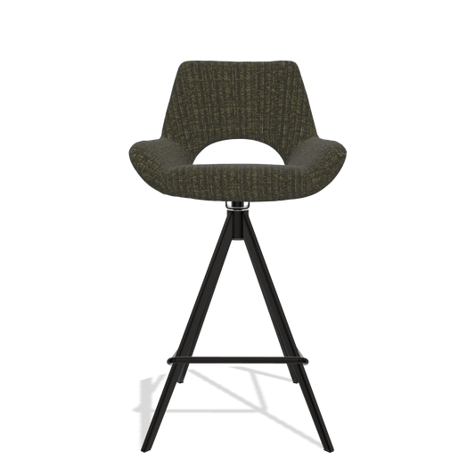 Bar Stool Messina 6555 in Niagara 502 fabric (black), black legs, front view