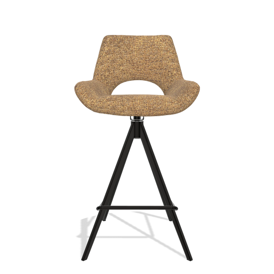 Bar Stool Messina 6555 in Oasis 16 fabric (caramel), black legs, front view