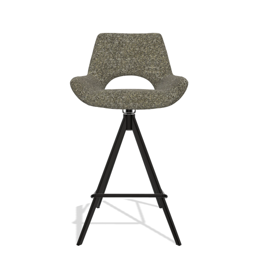 Sgabello da bar Messina 6555 in tessuto Oasis 88 (marrone), gambe in nero, vista frontale