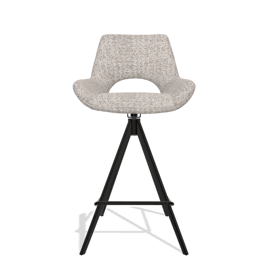 Sgabello da bar Messina 6555 in tessuto Oasis 91 (greige), gambe in nero, vista frontale
