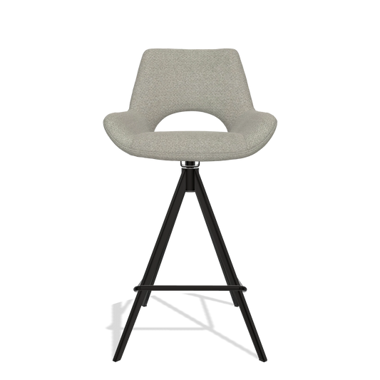 Sgabello da bar Messina 6555 in tessuto Rhythm 01 (verde salvia), gambe in nero, vista frontale