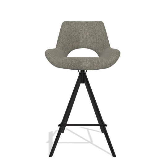 Sgabello da bar Messina 6555 in tessuto San Remo 103 (grigio scuro), gambe in nero, vista frontale