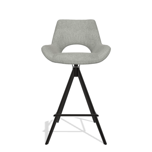Sgabello da bar Messina 6555 in tessuto San Remo 901 (grigio), gambe in nero, vista frontale