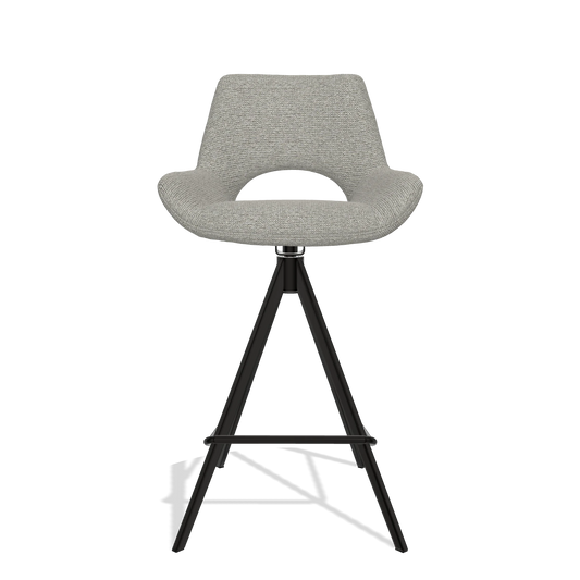 Sgabello da bar Messina 6555 in tessuto Sneak 01 (grigio), gambe in nero, vista frontale