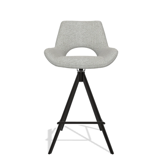 Sgabello da bar Messina 6555 in tessuto Sneak 05 (greige), gambe in nero, vista frontale