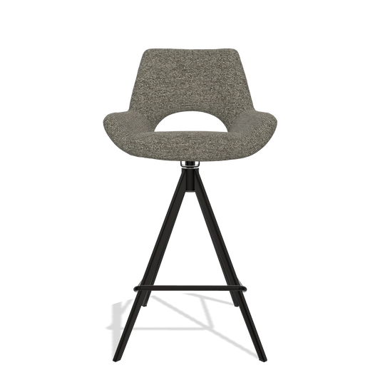 Sgabello da bar Messina 6555 in tessuto Sneak 10 (grigio scuro), gambe in nero, vista frontale