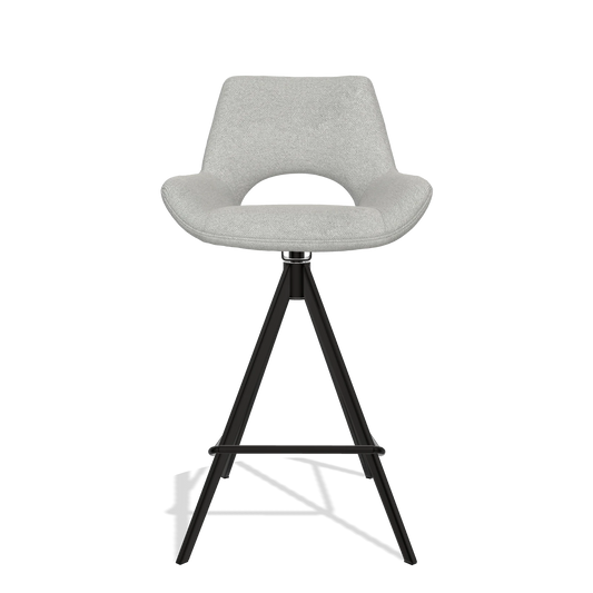 Sgabello da bar Messina 6555 in tessuto Sneak 110 (greige), gambe in nero, vista frontale