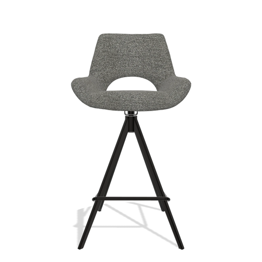 Sgabello da bar Messina 6555 in tessuto Sneak 12 (grigio scuro), gambe in nero, vista frontale