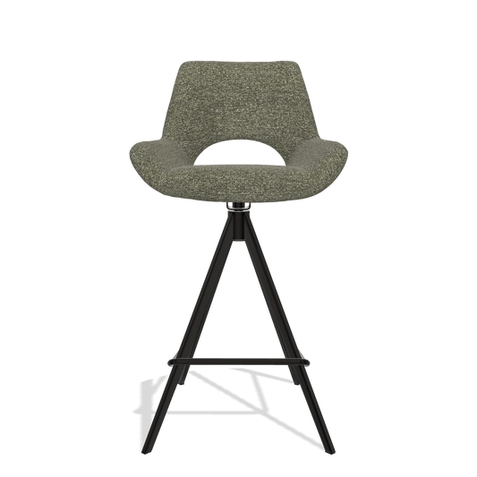 Sgabello da bar Messina 6555 in tessuto Sneak 59 (grigio scuro), gambe in nero, vista frontale
