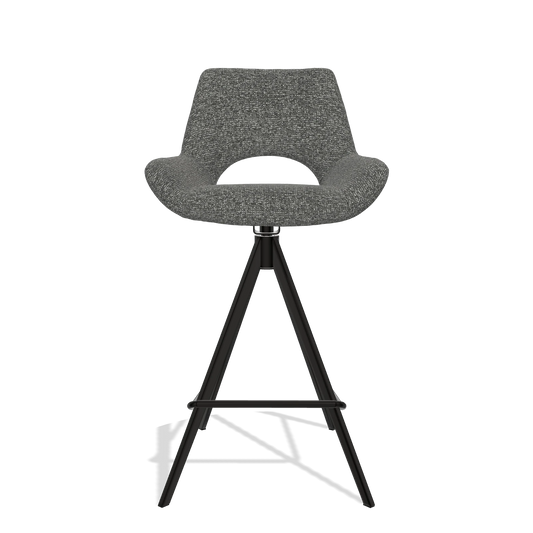 Sgabello da bar Messina 6555 in tessuto Sneak 65 (grigio scuro), gambe in nero, vista frontale
