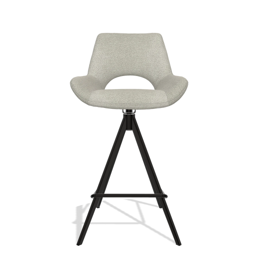 Sgabello da bar Messina 6555 in tessuto Stella 01 (greige), gambe in nero, vista frontale