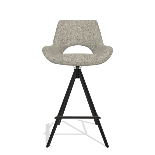 Sgabello da bar Messina 6555 in tessuto Taurus 05 (verde salvia), gambe in nero, vista frontale