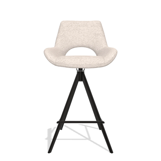 Sgabello da bar Messina 6555 in tessuto Venga 102 (grigio chiaro), gambe in nero, vista frontale
