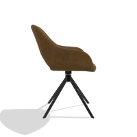 Dining Chair Messina 6510 in Adore 132 fabric (brown), black swivel base, side view