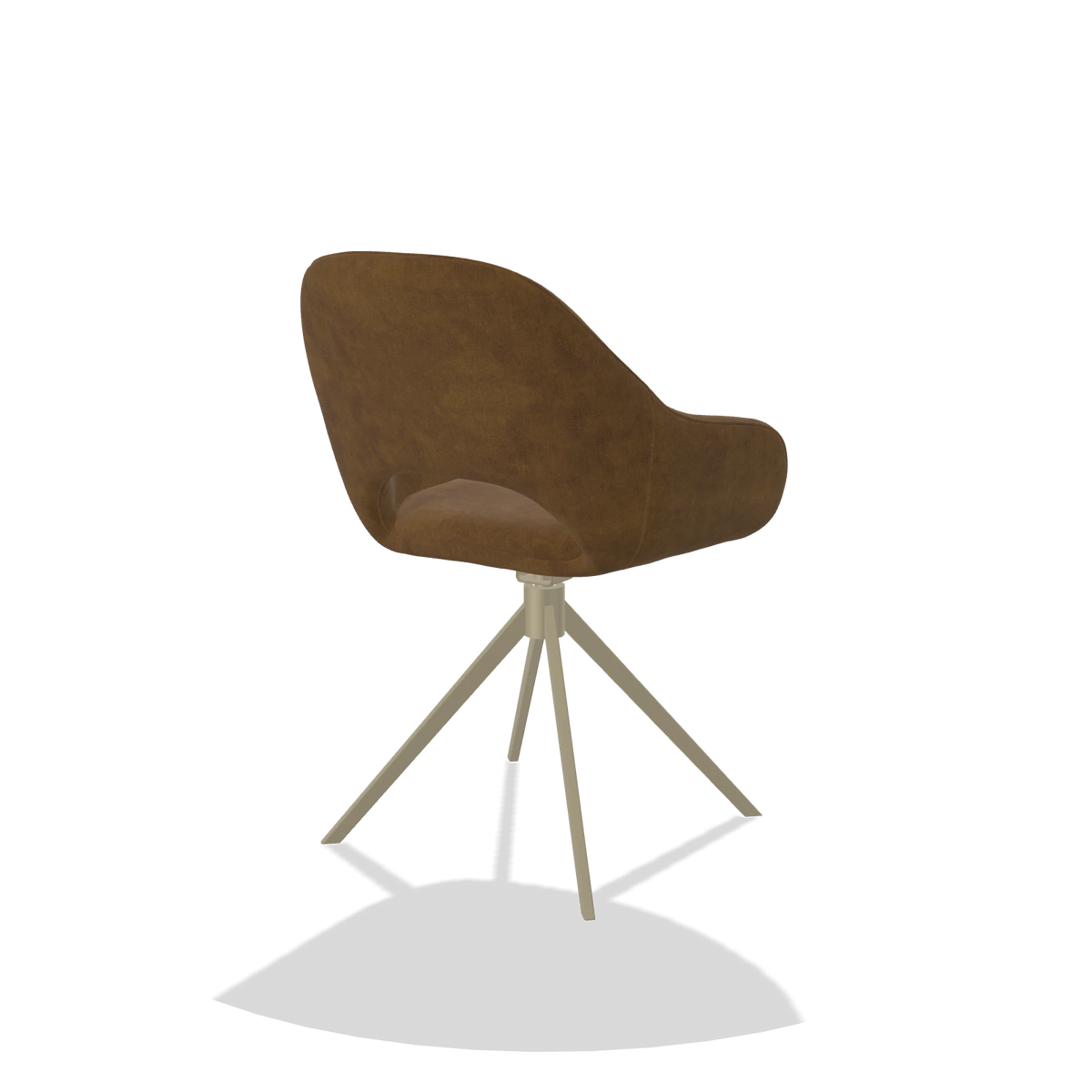 Dining Chair Messina 6510 in Adore 132 fabric (brown), champagne swivel base, back angled view