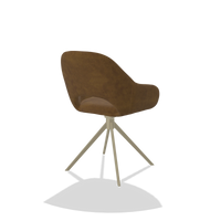 Dining Chair Messina 6510 in Adore 132 fabric (brown), champagne swivel base, back angled view
