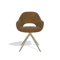 Dining Chair Messina 6510 in Adore 132 fabric (brown), champagne swivel base, front view