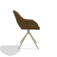 Dining Chair Messina 6510 in Adore 132 fabric (brown), champagne swivel base, side view