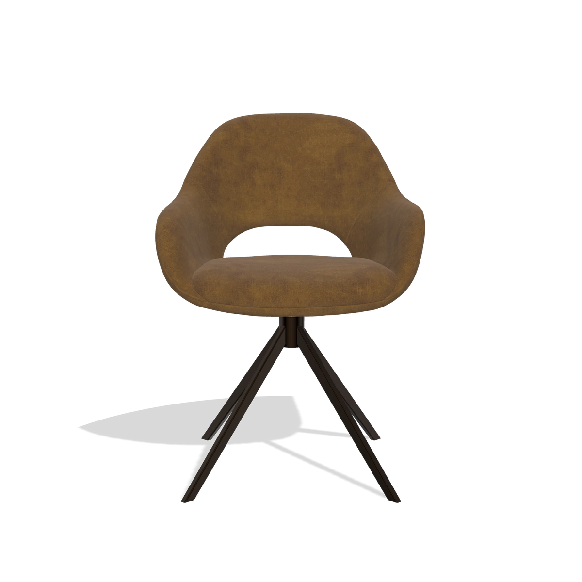 Dining Chair Messina 6510 in Adore 132 fabric (brown), espresso swivel base, front view