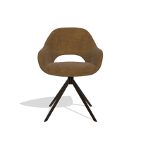 Dining Chair Messina 6510 in Adore 132 fabric (brown), espresso swivel base, front view