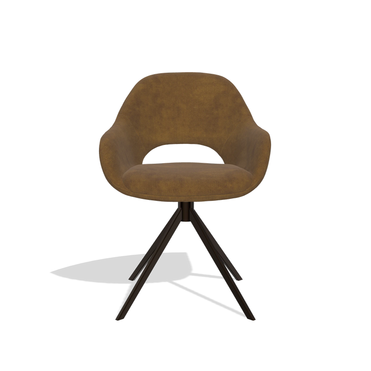 Dining Chair Messina 6510 in Adore 132 fabric (brown), espresso swivel base, front view