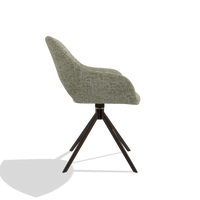 Dining Chair Messina 6510 in Be Fine 429 fabric (sage), espresso swivel base, side view