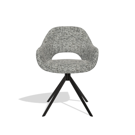 Esszimmerstuhl Messina 6510 in Stoff Be Fine 45 (Taupe), Drehfuß in Schwarz, Vorderansicht